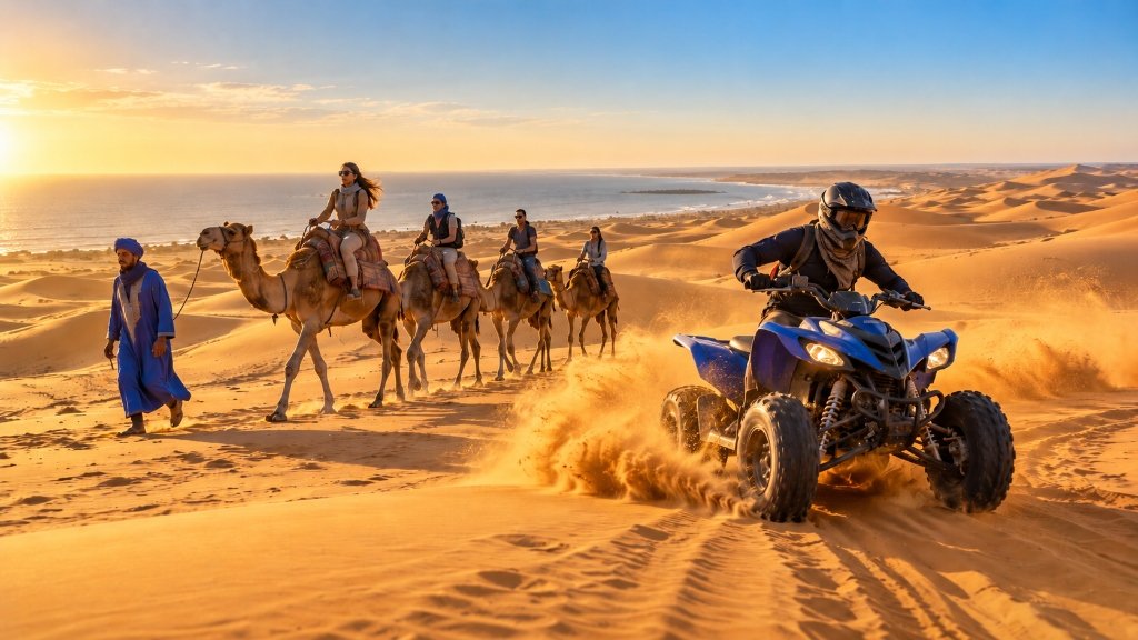 Balade en chameau et quad dans les dunes d'Agadir